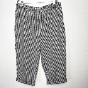 Jennifer Scott Black White Gingham Capri Pants‎ Women's XL Cotton Elastic Waist